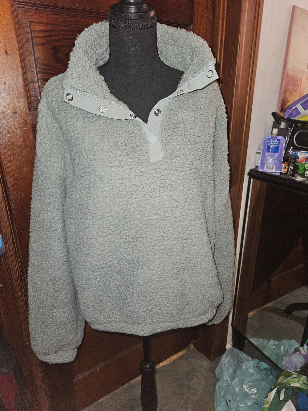 SO Men's Sherpa Zip-Up Pullover - Sage Green